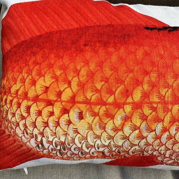 Set Of 2 Red Fish Throw Pillows 19x12 Coastal Nautical Home Decor - Picture 10 of 13